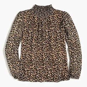 J. Crew Leopard Long-Sleeve Mockneck Top, Size XXS, NWT
